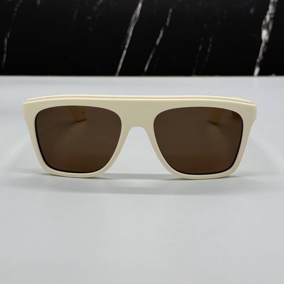 NEW GG1570S 003 GUCCI WHITE BROWN SQUARE UNISEX GUCCI SUNGLASSES - Picture 2 of 11